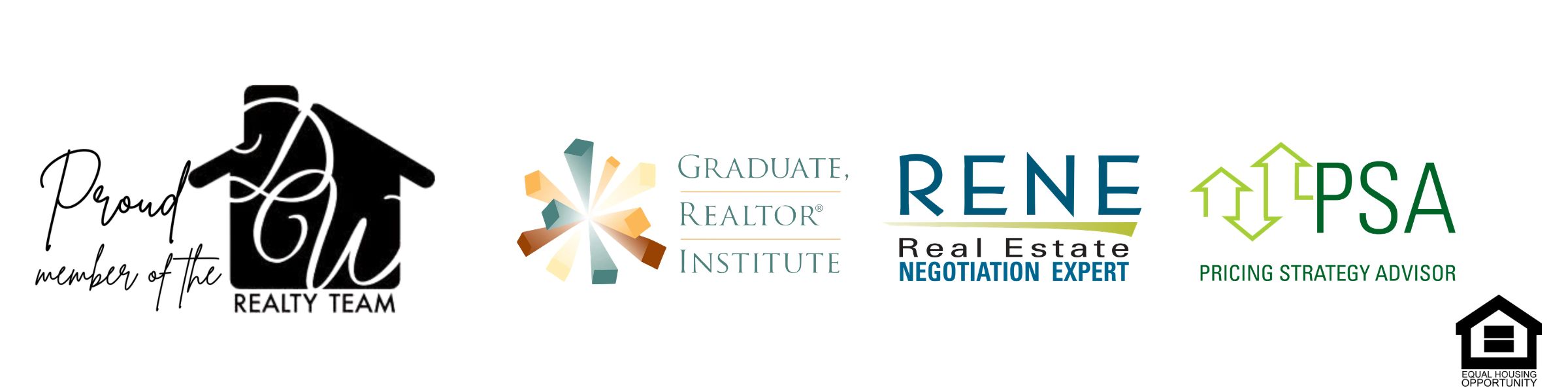 Proud member of the DCW Realty Team. Certifications: GRI (Graduate, REALTOR Institute), RENE (Real Estate Negotiation Expert), PSA (Pricing Strategy Advisor). Equal Housing Opportunity.